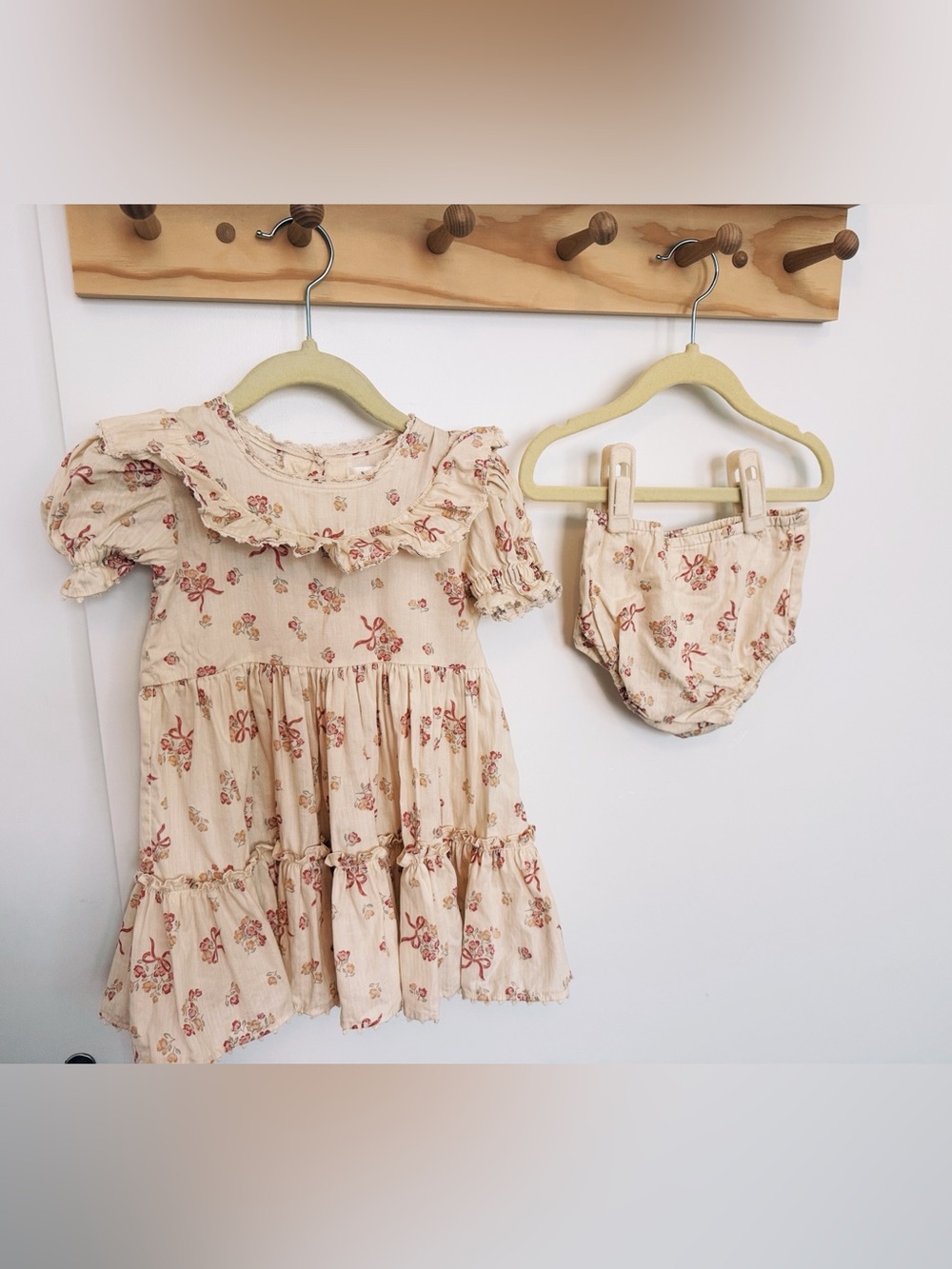 Noralee Floral Baby Doll Dress - Cream with Pink Floral